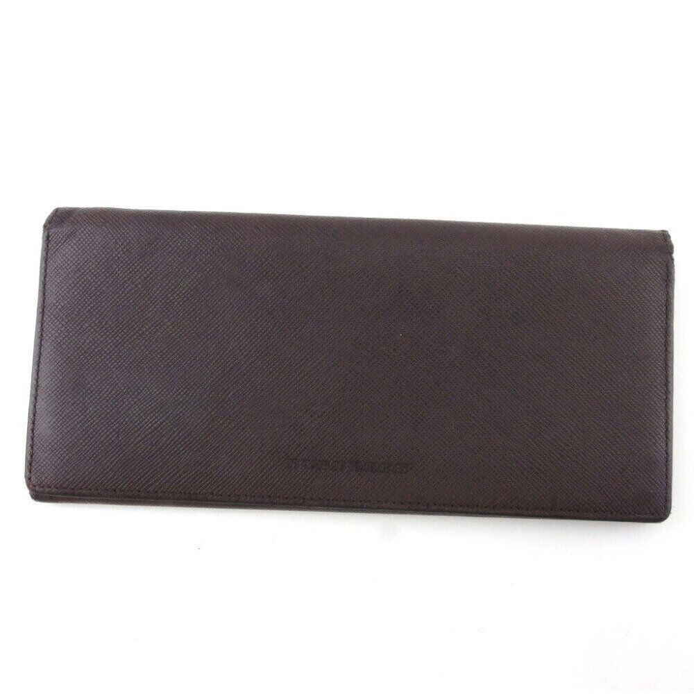 Burberry Long Wallet Logo Leather Authentic USED